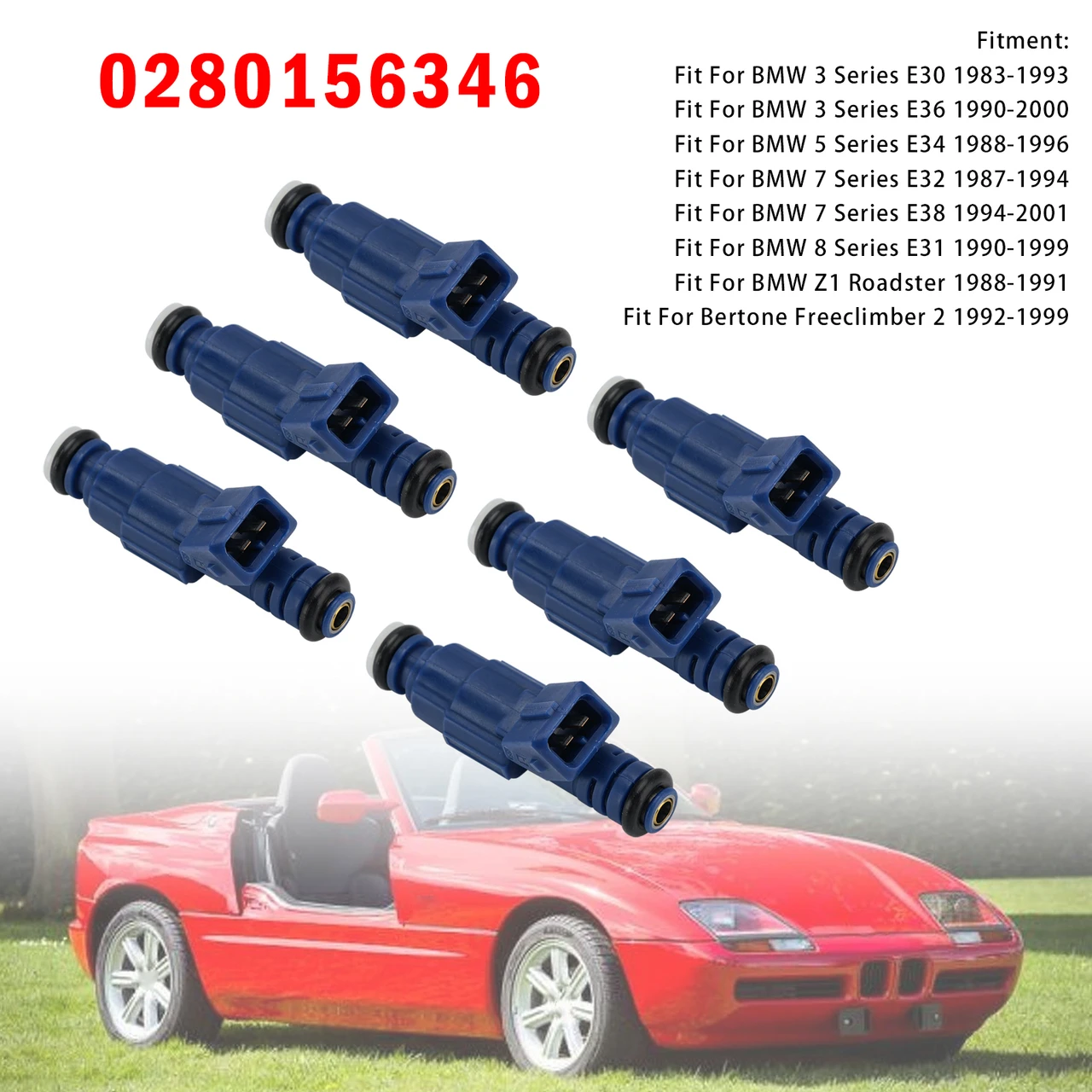 6Pcs Fuel Injector For BMW 3 Series 1990-00 5 Series 1988-1996 0280156346