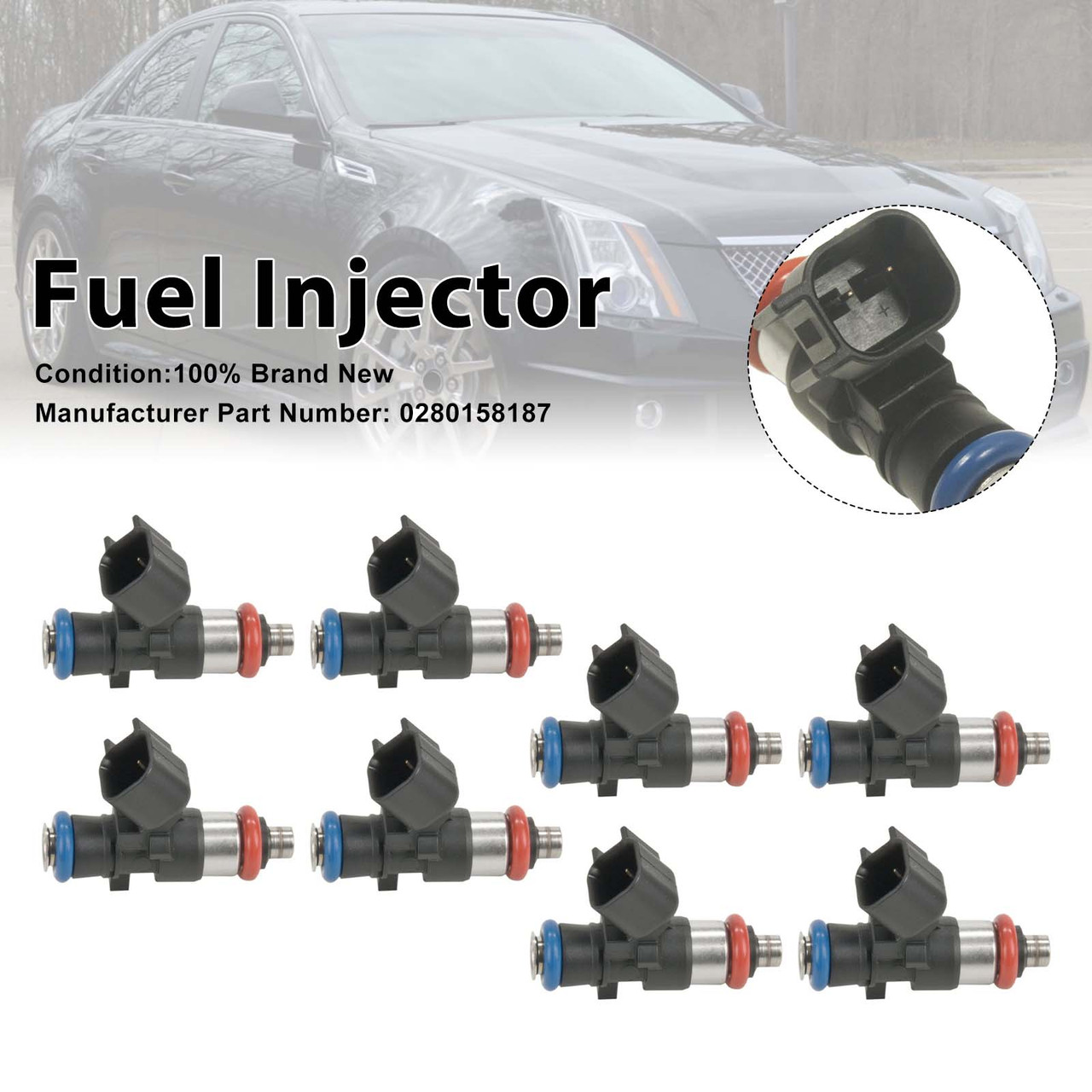 8Pcs Fuel Injector For Cadillac CTS-V 09-15 Camaro ZL1 2012-15 0280158187