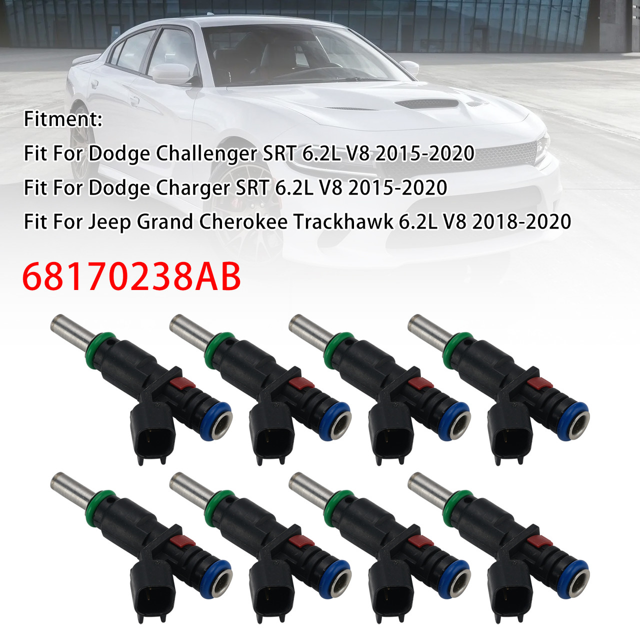 8Pcs Fuel Injector For Dodge Challenger 15-20 Charger 2015-2020 68170238AB