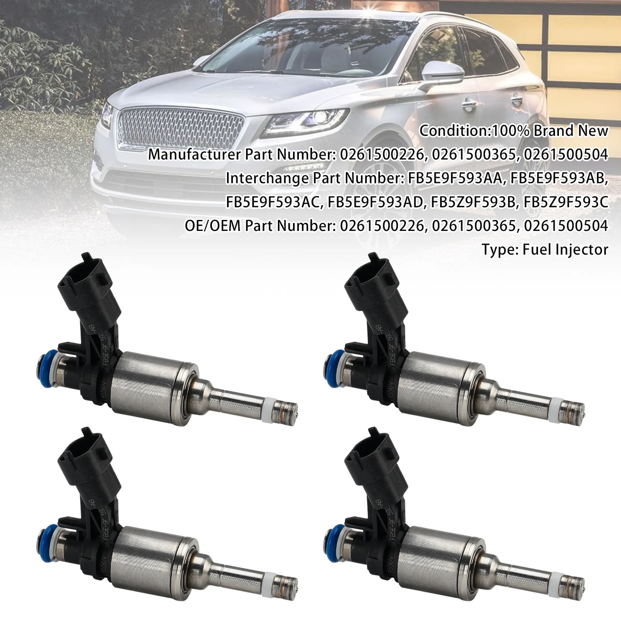 4Pcs Fuel Injector For Ford Edge 2015-2018 Escape 2017-2019 0261500365