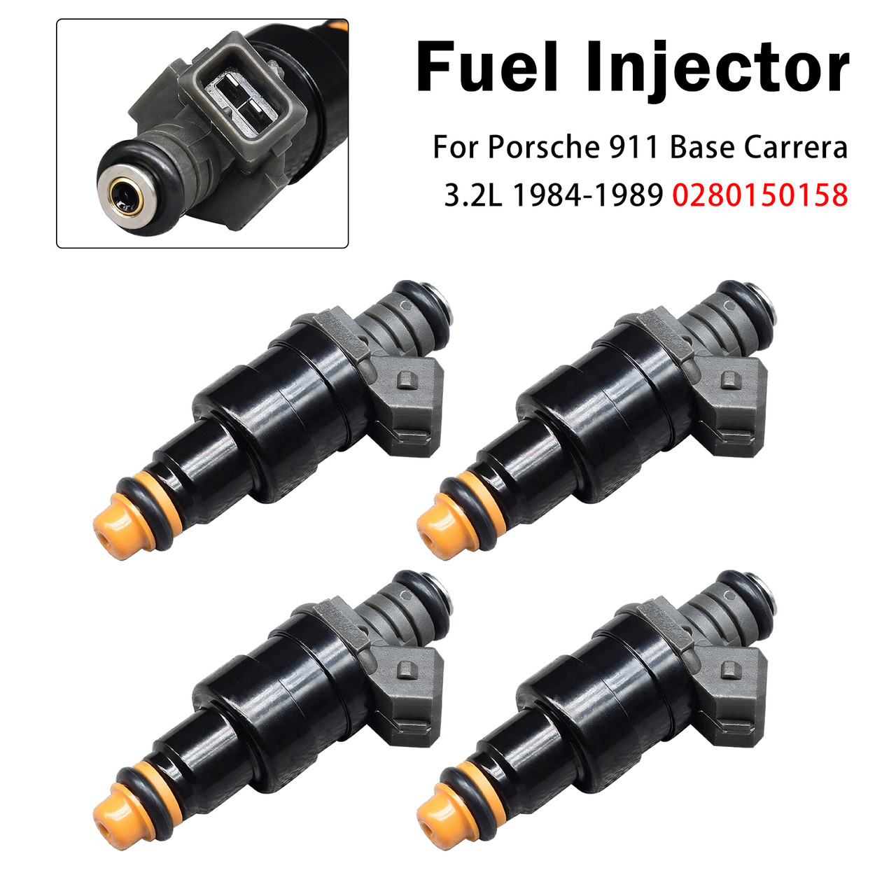 4Pcs Fuel Injector For Porsche 911 Base Carrera 3.2L 1984-1989 0280150158