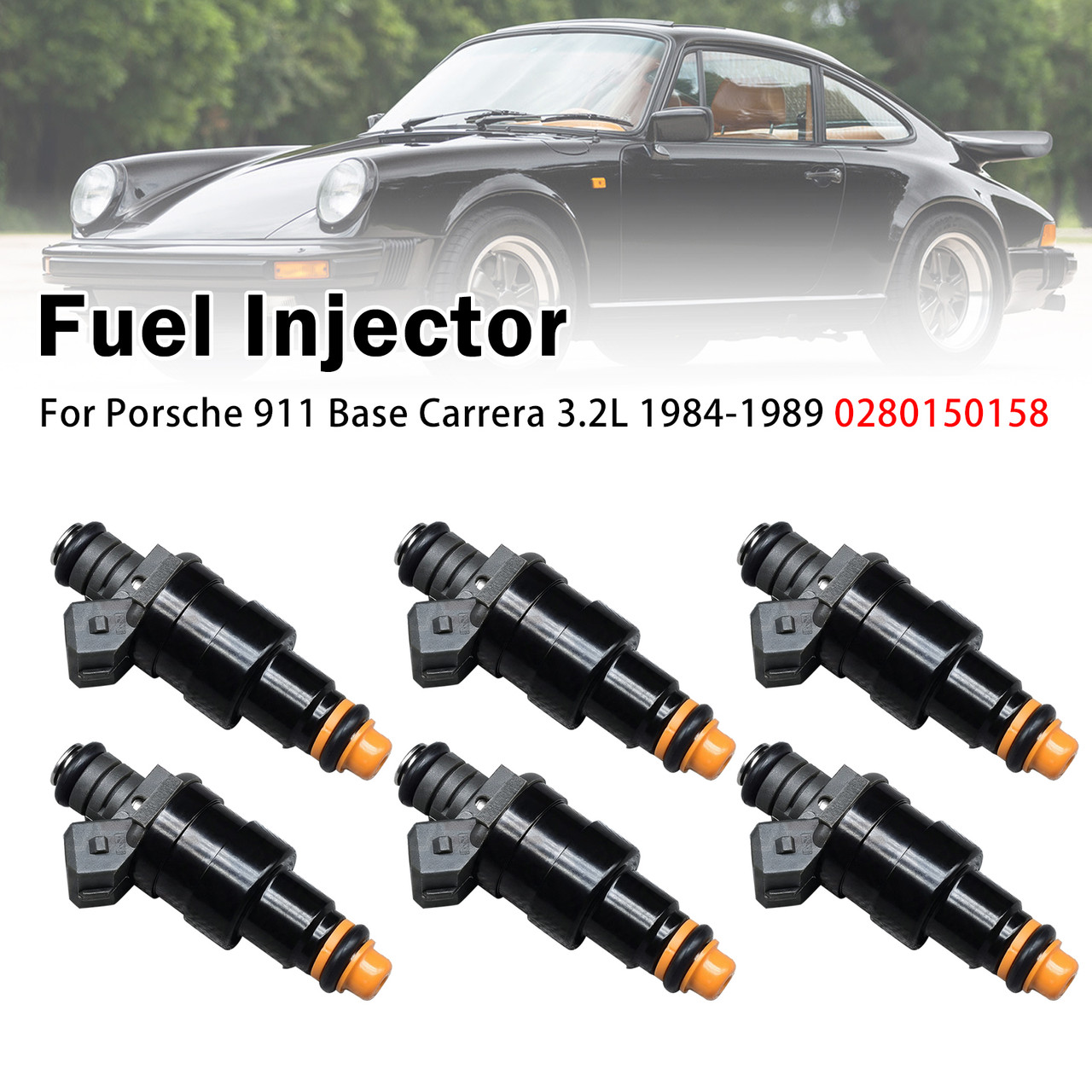 6Pcs Fuel Injector For Porsche 911 Base Carrera 3.2L 1984-1989 0280150158