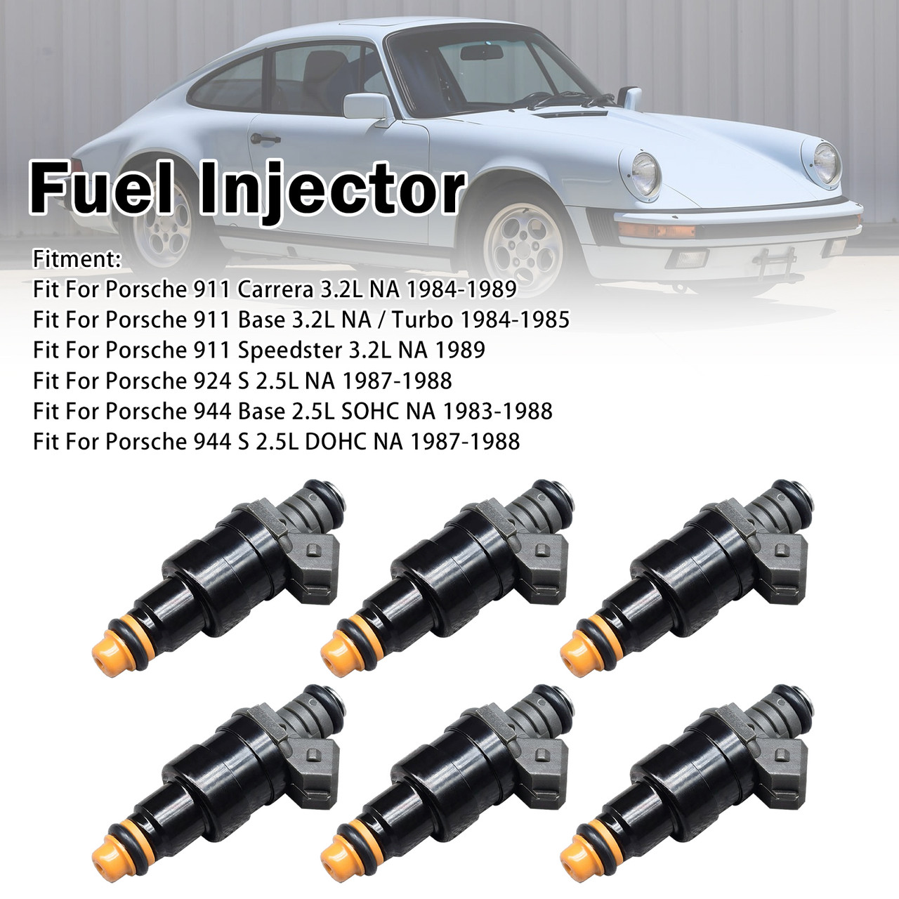 6Pcs Fuel Injector For Porsche 911 Base Carrera 3.2L 1984-1989 0280150158