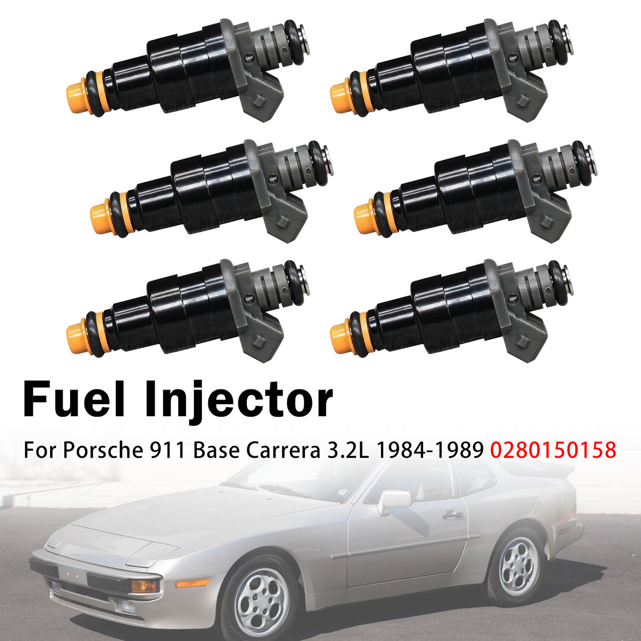6Pcs Fuel Injector For Porsche 911 Base Carrera 3.2L 1984-1989 0280150158