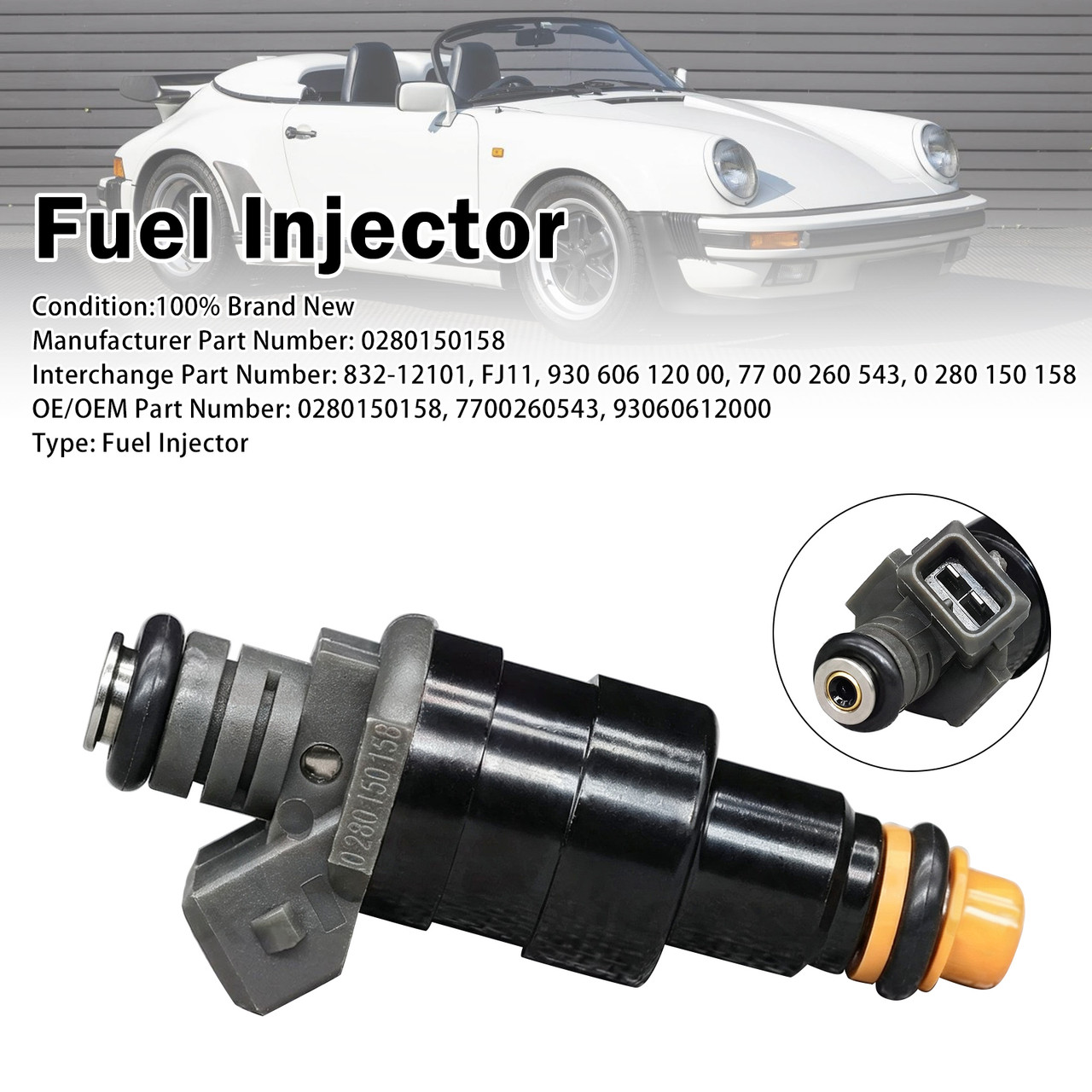 1Pcs Fuel Injector For Porsche 911 Base Carrera 3.2L 1984-1989 0280150158