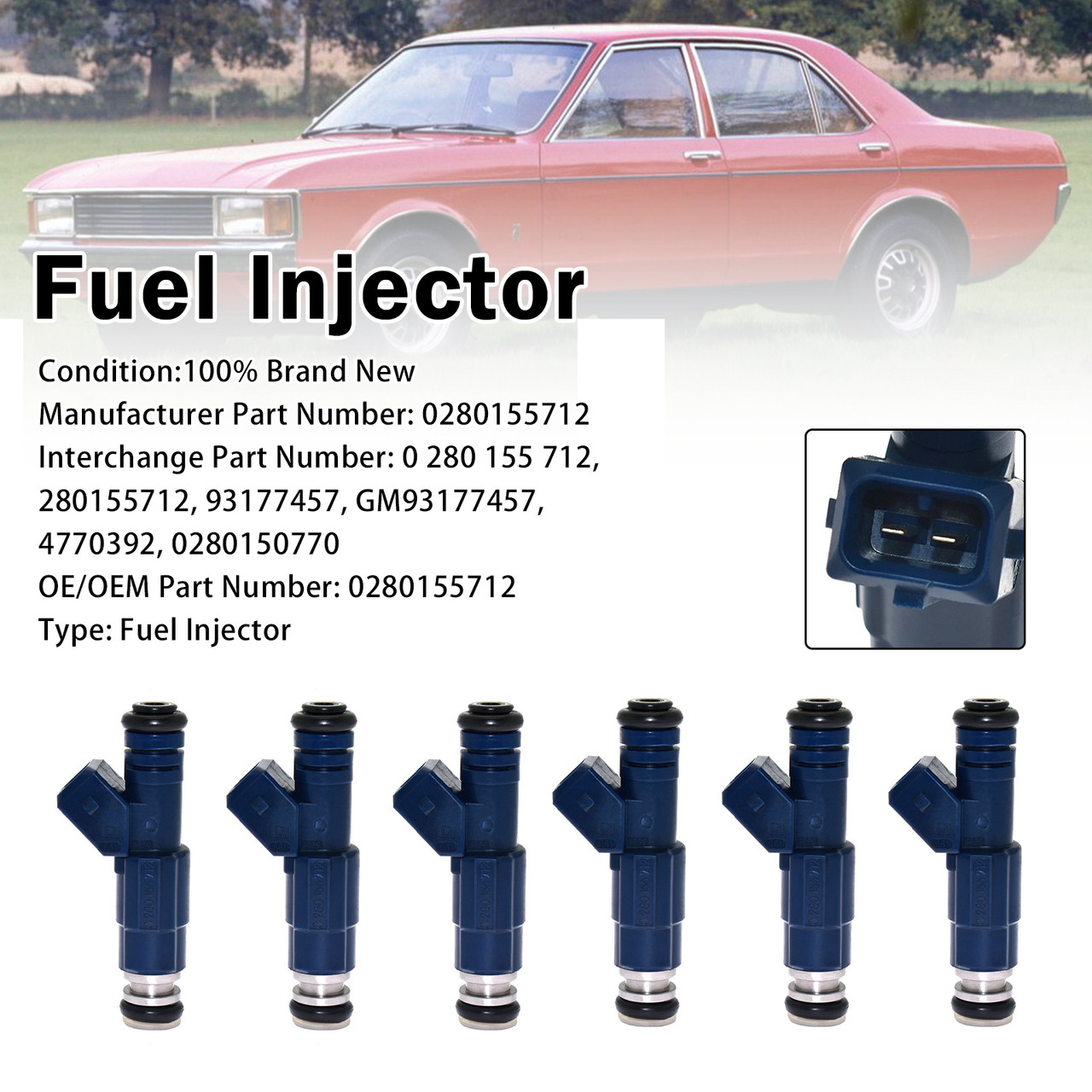6Pcs Fuel Injector For Ford Granada 1972-1994 Sierra 1982-1993 0280155712