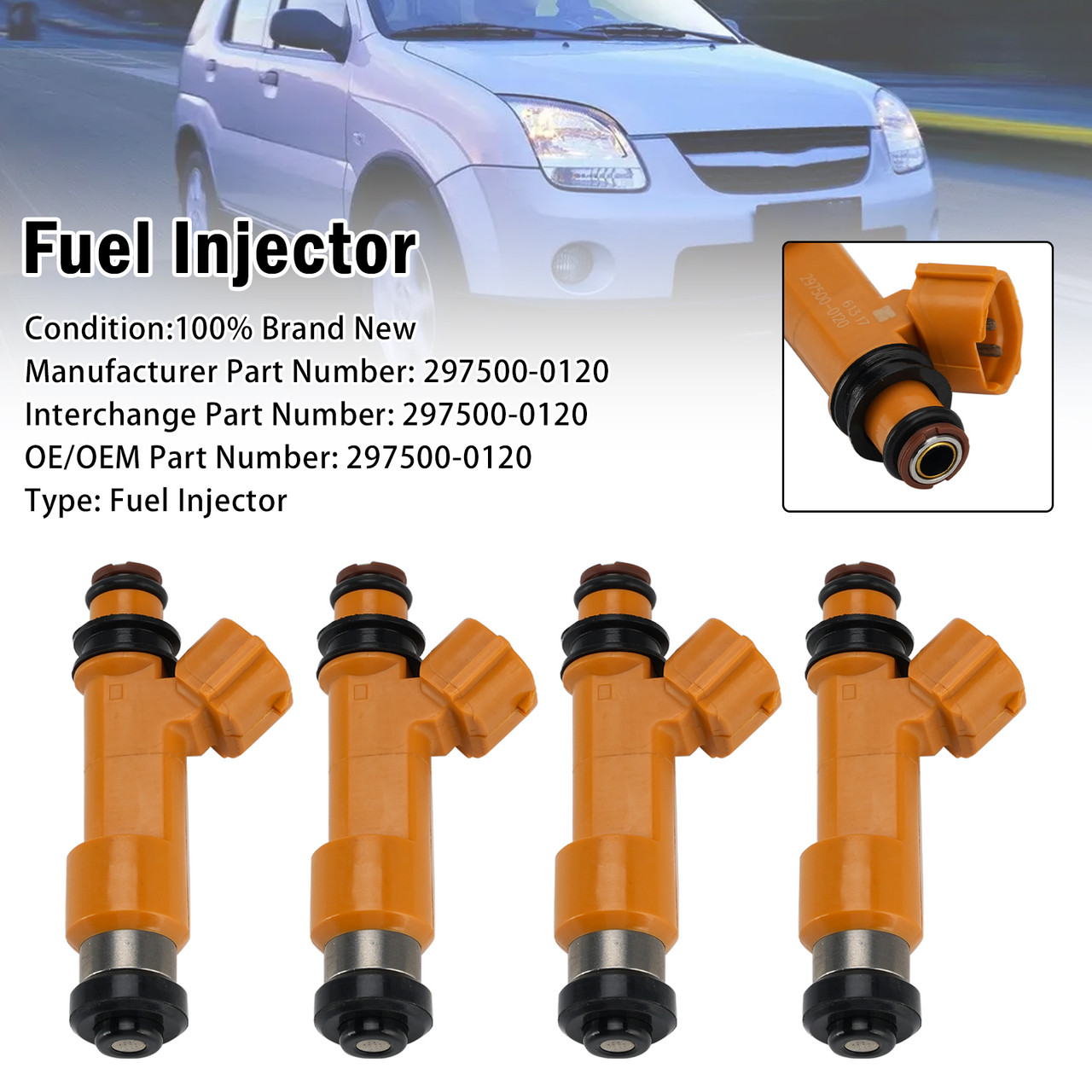 4Pcs Fuel Injector For Suzuki Swift III EZ 1.3 92PS 2005-2018 297500-0120
