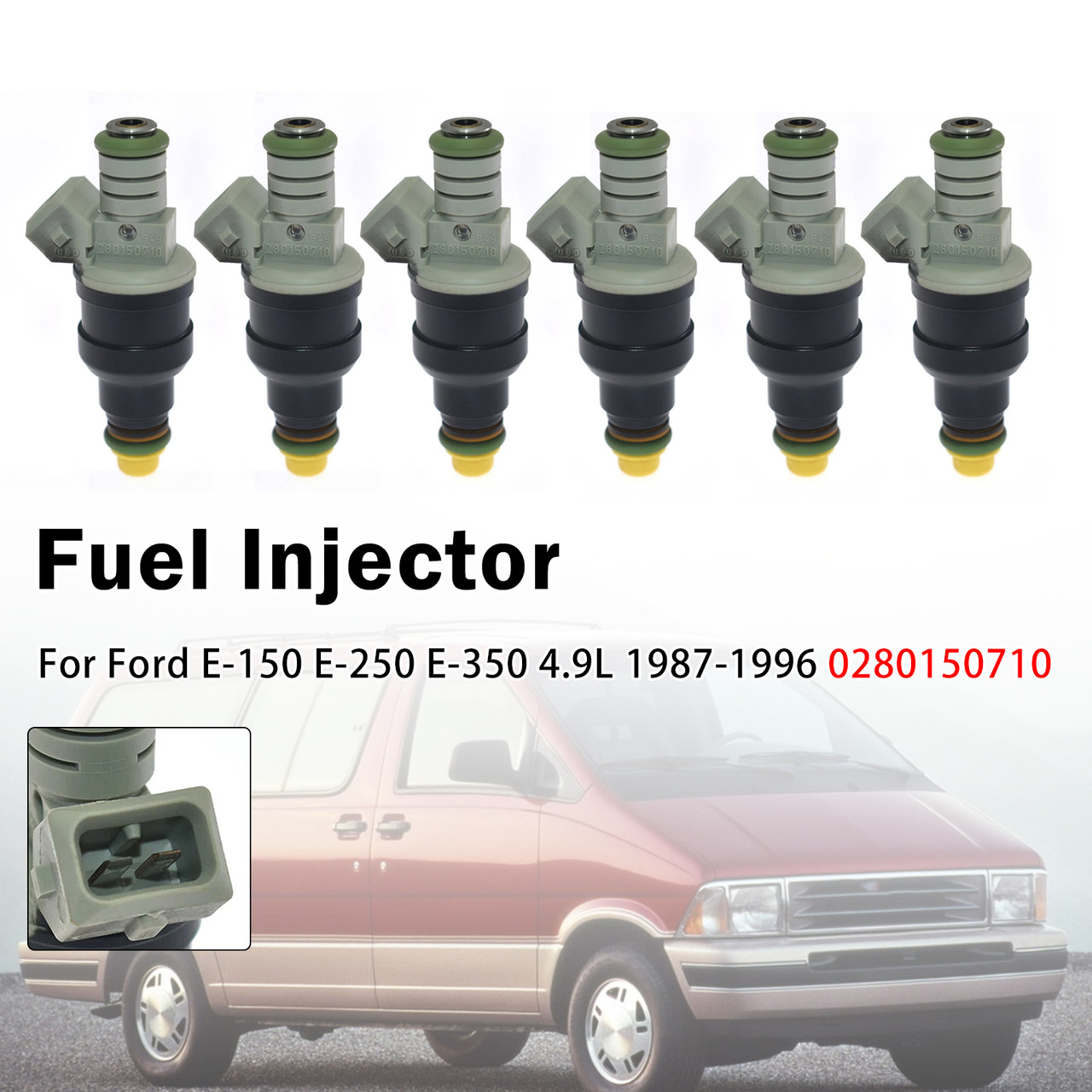 6Pcs Fuel Injector For Ford E-150 E-250 E-350 4.9L 1987-1996 0280150710