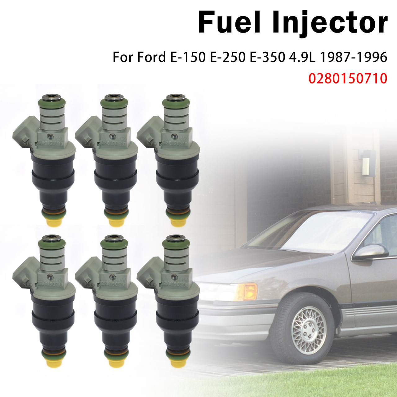 6Pcs Fuel Injector For Ford E-150 E-250 E-350 4.9L 1987-1996 0280150710
