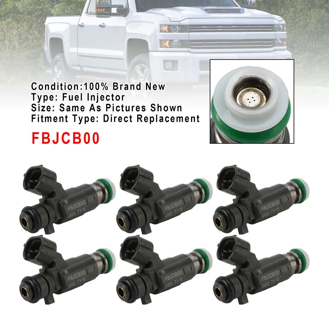 6Pcs Fuel Injector For Chevrolet For GM Luz DMAX 7Y15 3.5L V6 FBJCB00