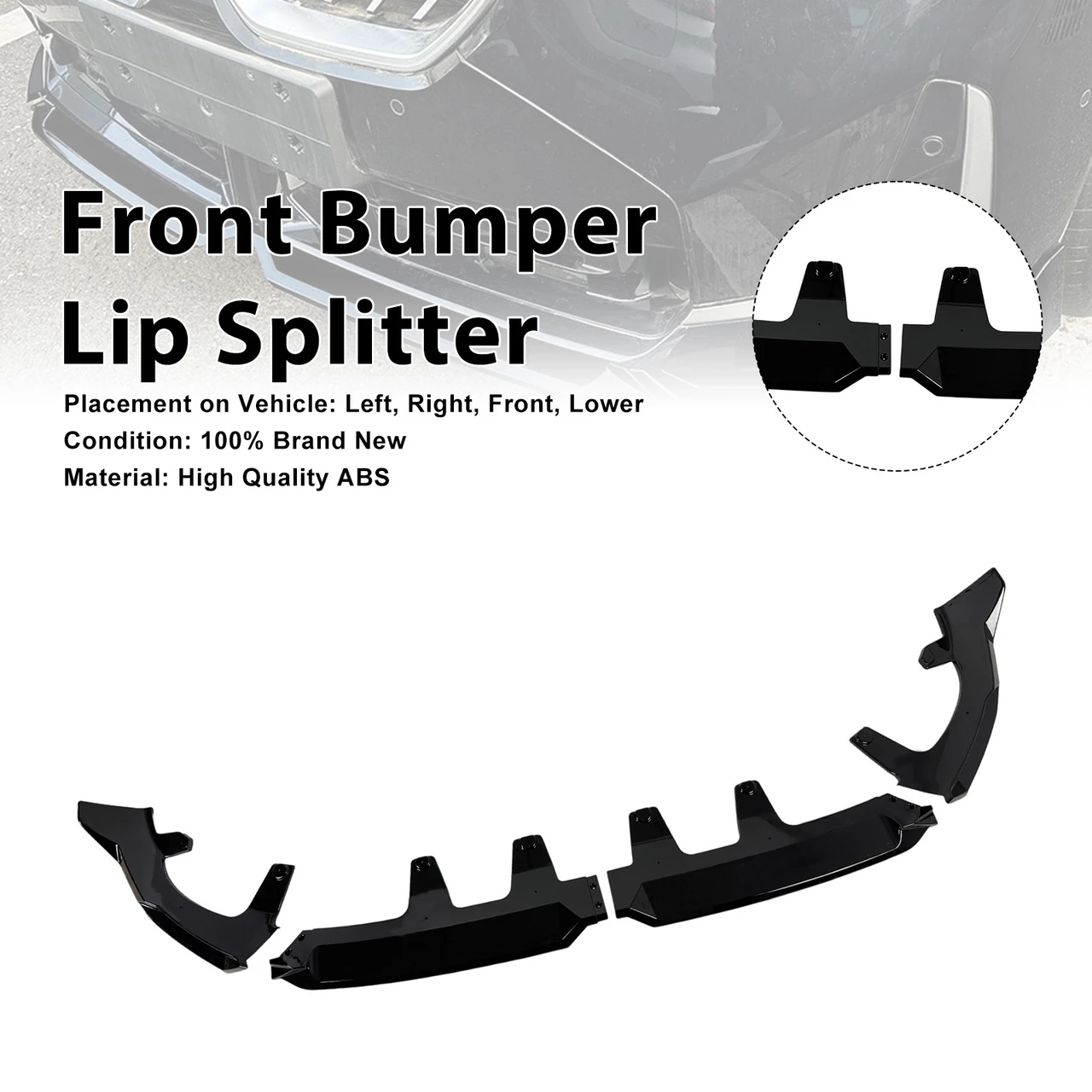 Gloss Black Front Bumper Lip Spoiler Splitter Fit BMW X3 G45 M-Sport 2025+