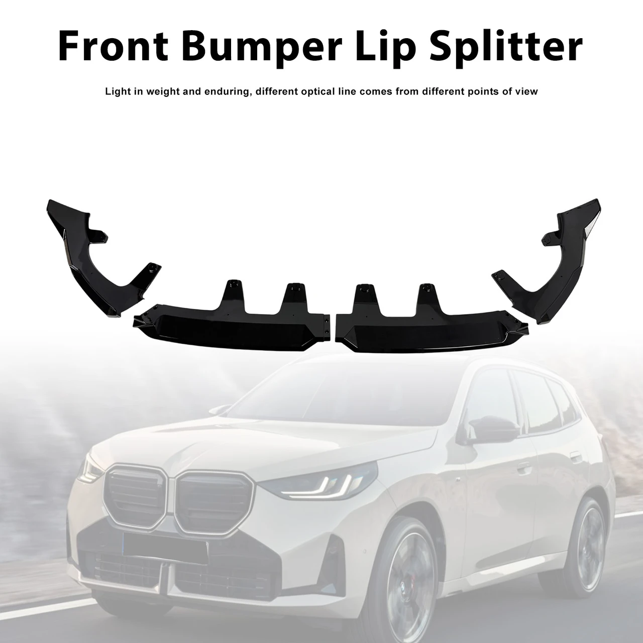 Gloss Black Front Bumper Lip Spoiler Splitter Fit BMW X3 G45 M-Sport 2025+