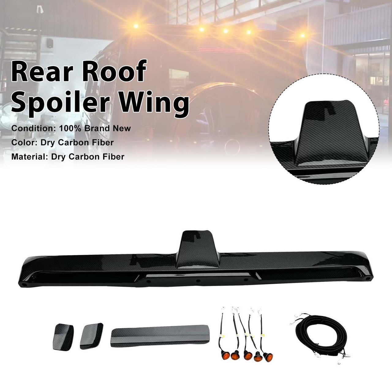Carbon Fiber Rear Roof Spoiler Wing Fit Benz G-Class W464 W465 2019+ w/LED