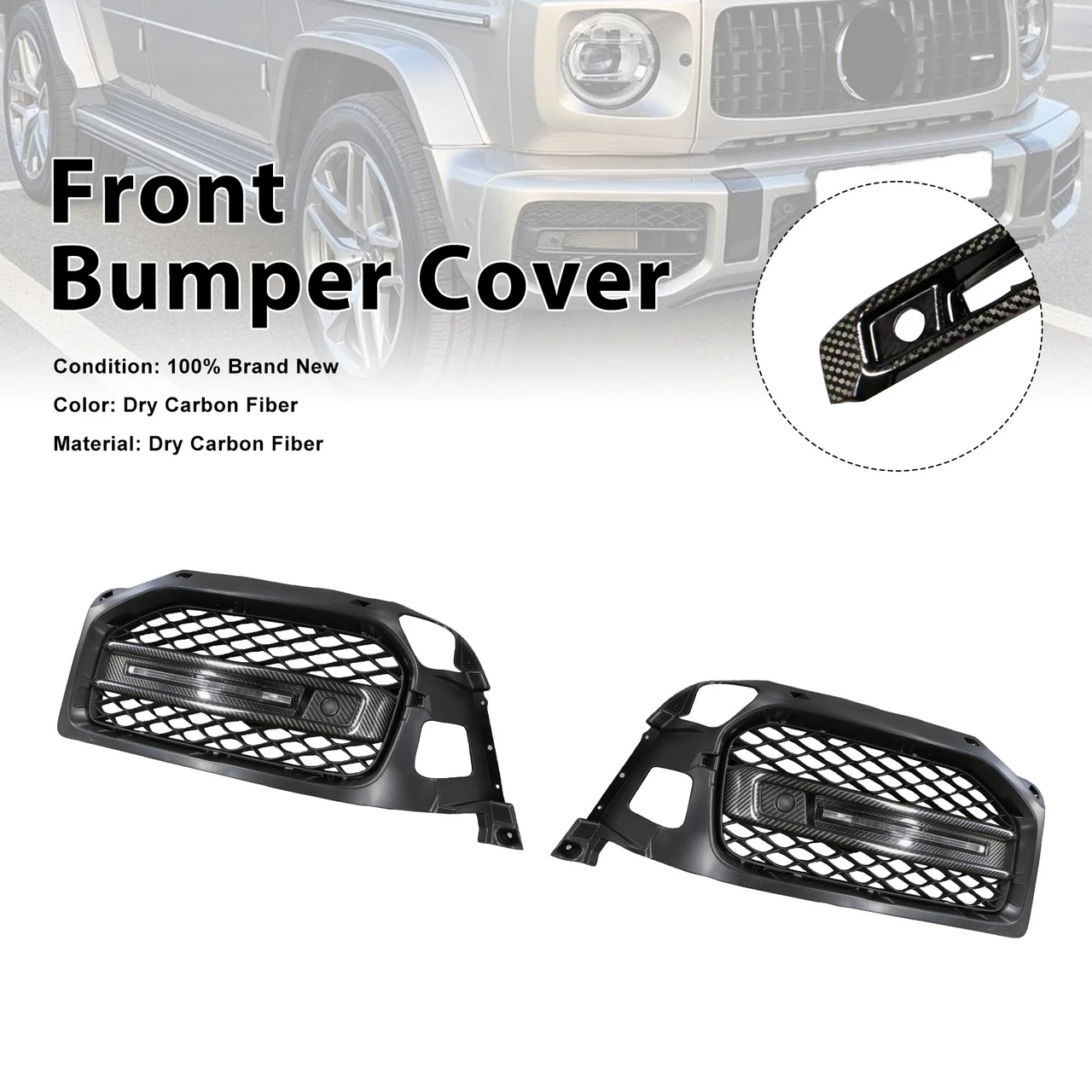 DRY CF Front Bumper Fog Lights Frame Fit Mercedes G-Class W464 G63 2019+