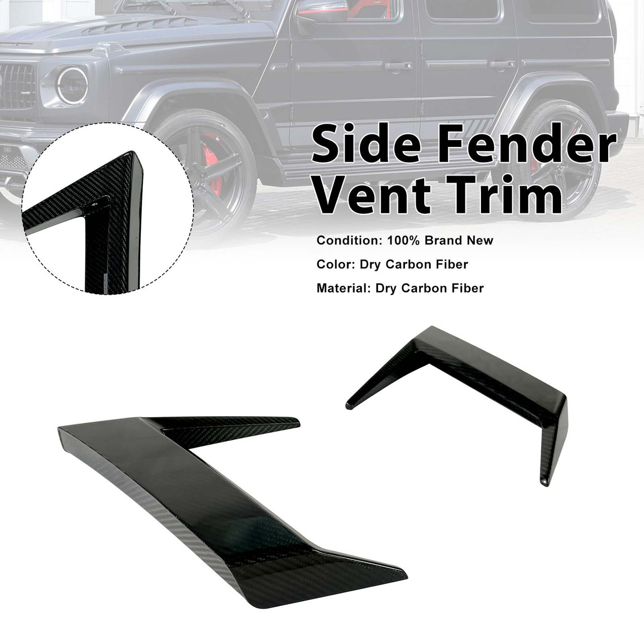 Dry Carbon Side Fender Vent Trim Fit Mercedes-Benz G Class W463A G63 W464 2019+