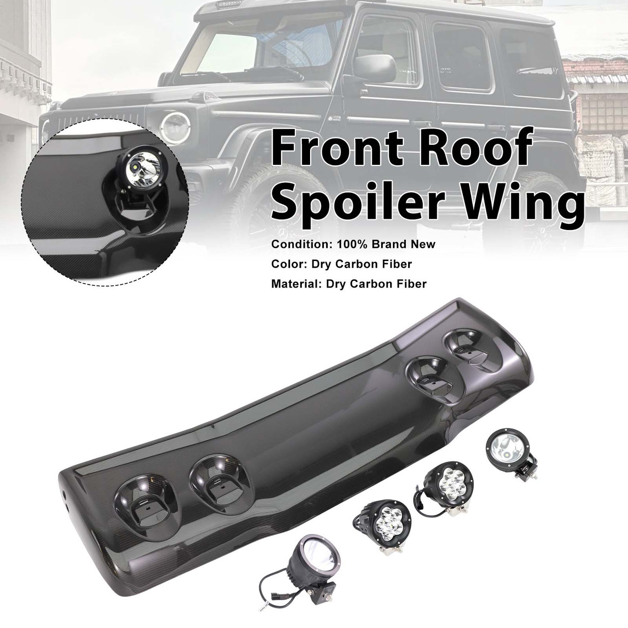 Adventure style Front Roof Spoiler Wing Fit Benz G-Class W464 2019-2023 W/Led