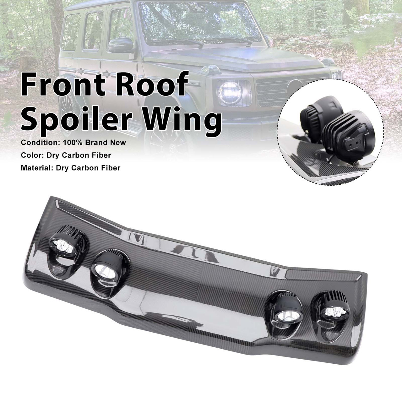 Adventure style Front Roof Spoiler Wing Fit Benz G-Class W464 2019-2023 W/Led