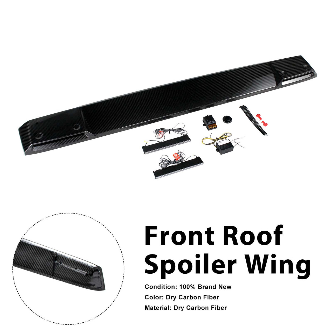 Shark style Front Roof Spoiler Wing Fit Benz G-Class W464 2019-2023 W/Led