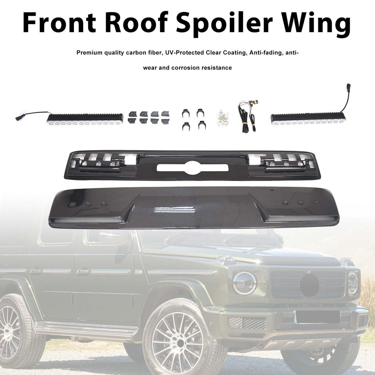 Brabus Style Front Roof Spoiler Wing Fit Benz G-Class W464 G550 2019-2023 W/Led