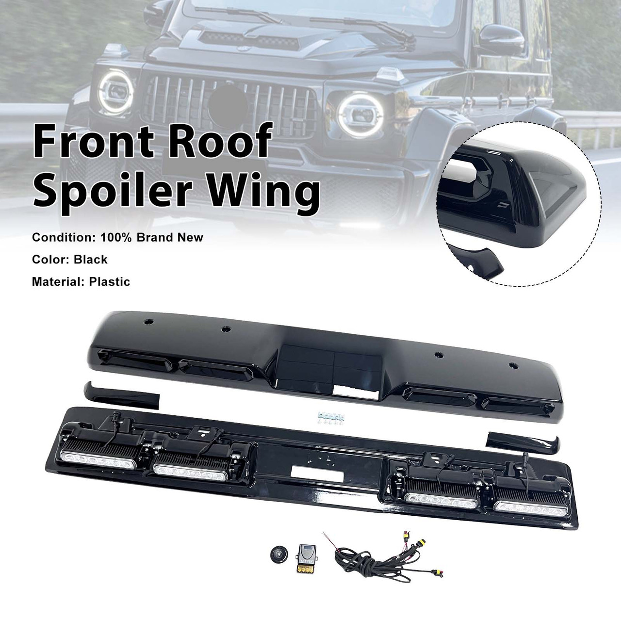 Brabus Style Front Roof Spoiler Wing Fit Benz G-Class W464 2019-2023 W/Led