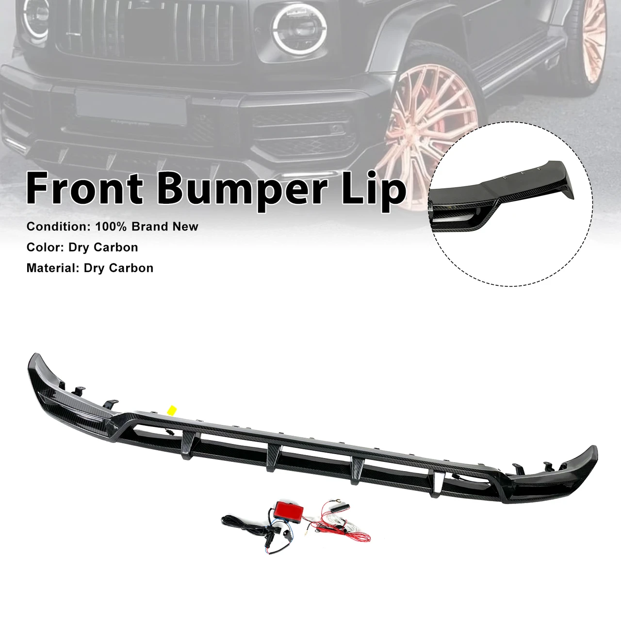 Dry Carbon Front Bumper Lip Fit Mercedes Benz G-Class W464 W463A 2019-2023