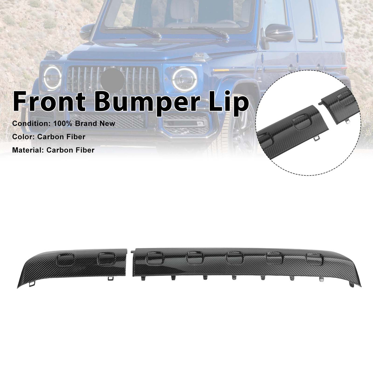Carbon Fiber Front Bumper Lip Fit Mercedes Benz G-Class W464 G63 2019-2023