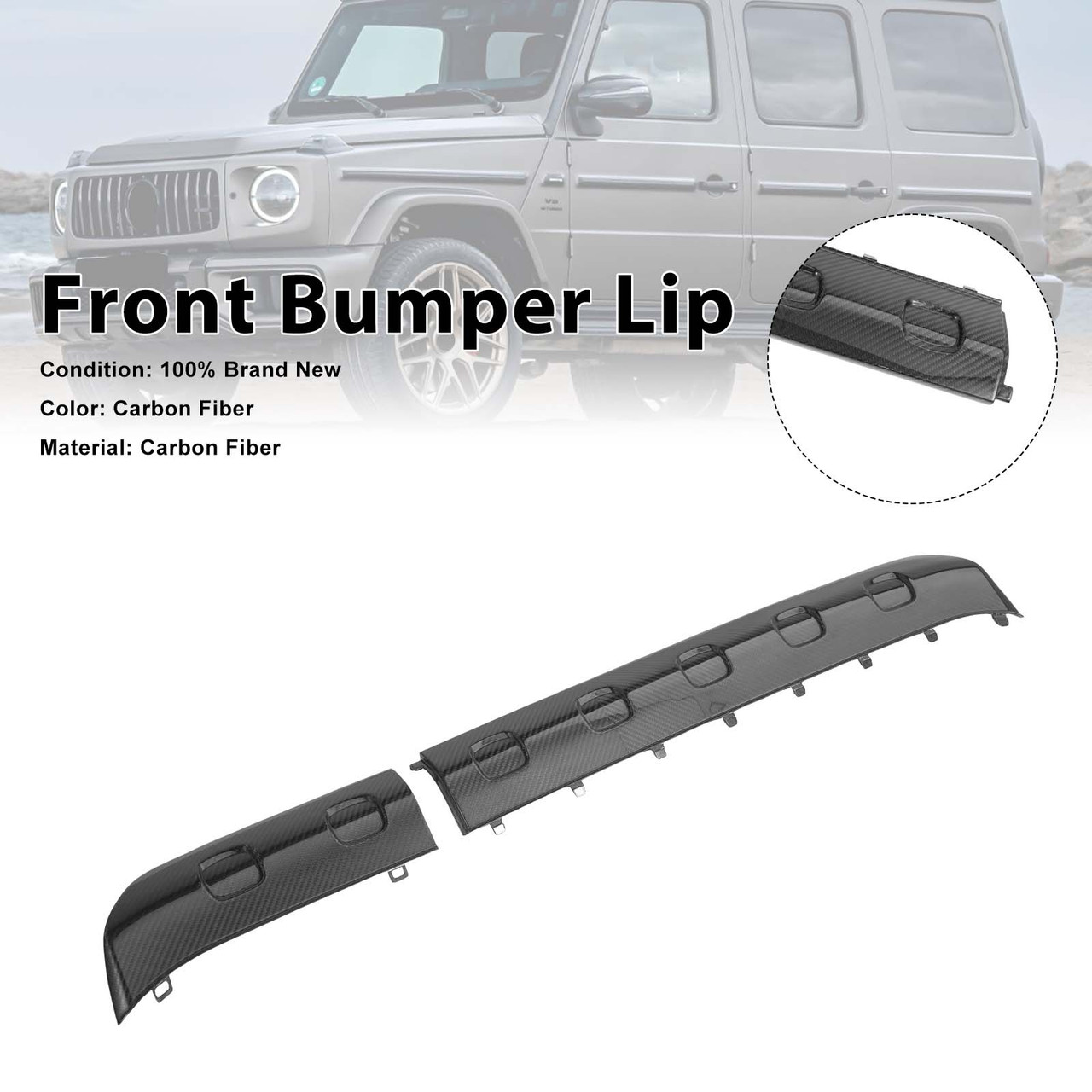 Carbon Fiber Front Bumper Lip Fit Mercedes Benz G-Class W464 G63 2019-2023