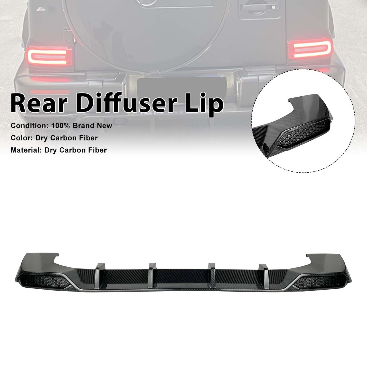 Dry Carbon Rear Diffuser Lip Fit Mercedes Benz W464 W463A 2019-2023 Shark Style