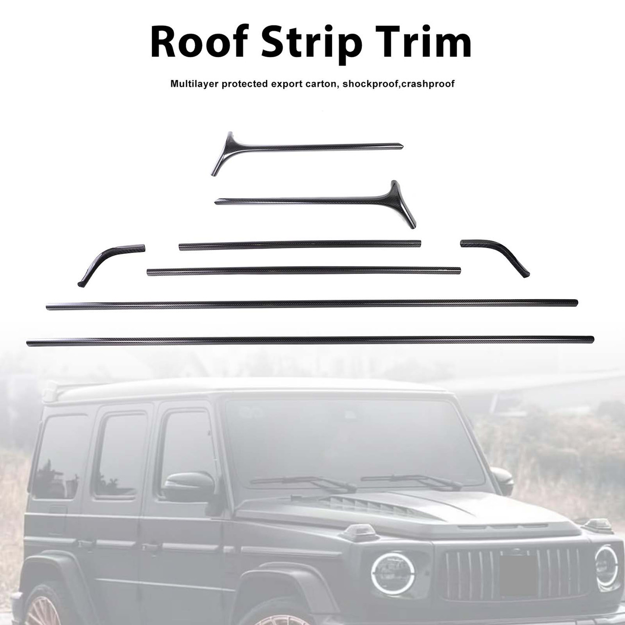 Carbon Fiber Roof Strip Trim Fit Mercedes Benz G Class W464 W463A 2019-2023