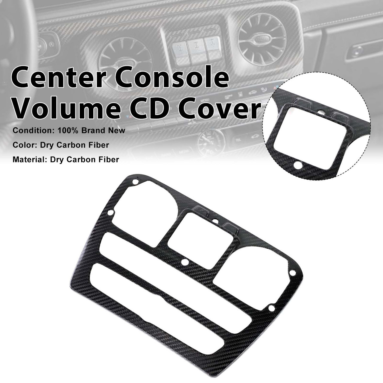 Carbon Fiber Center Console Volume CD Cover Fit Benz G Class W464 2019-2023