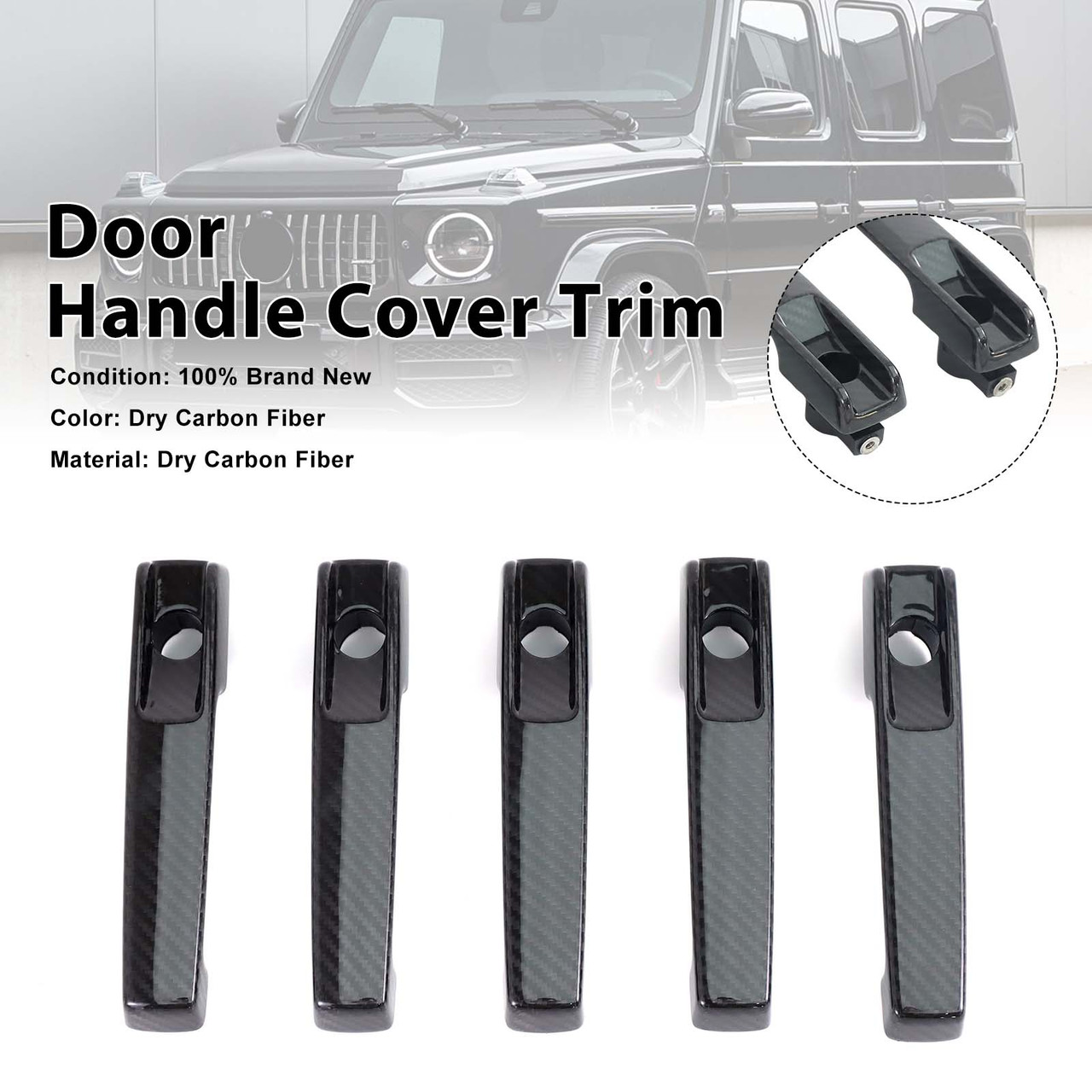 5PCS Carbon Fiber Door Handle Cover Trim Fit Benz G Class W463A W464 2019-2023