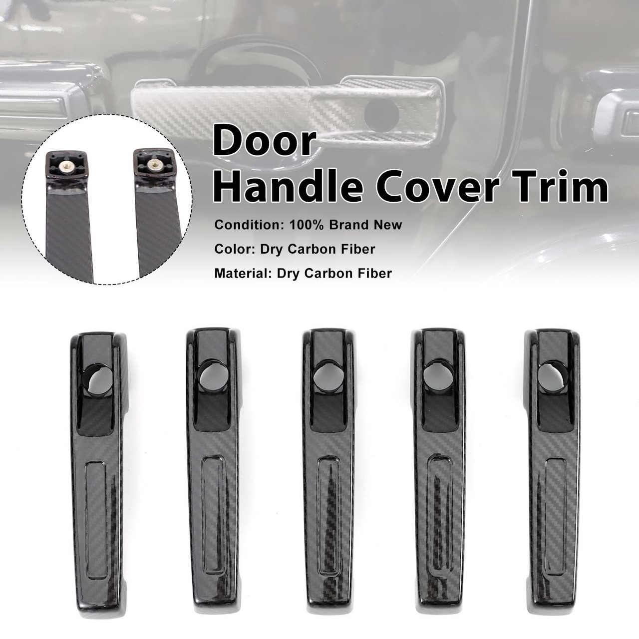 5PCS Carbon Fiber Door Handle Cover Trim Fit Mercedes G Class W464 2019-2023