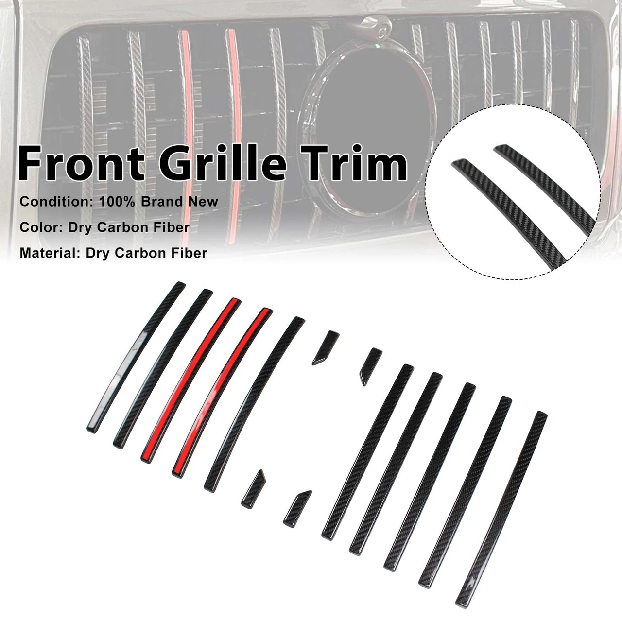 Carbon Fiber Front Grille Trim Cover Fit Mercedes G Class W464 G63 2019-2023