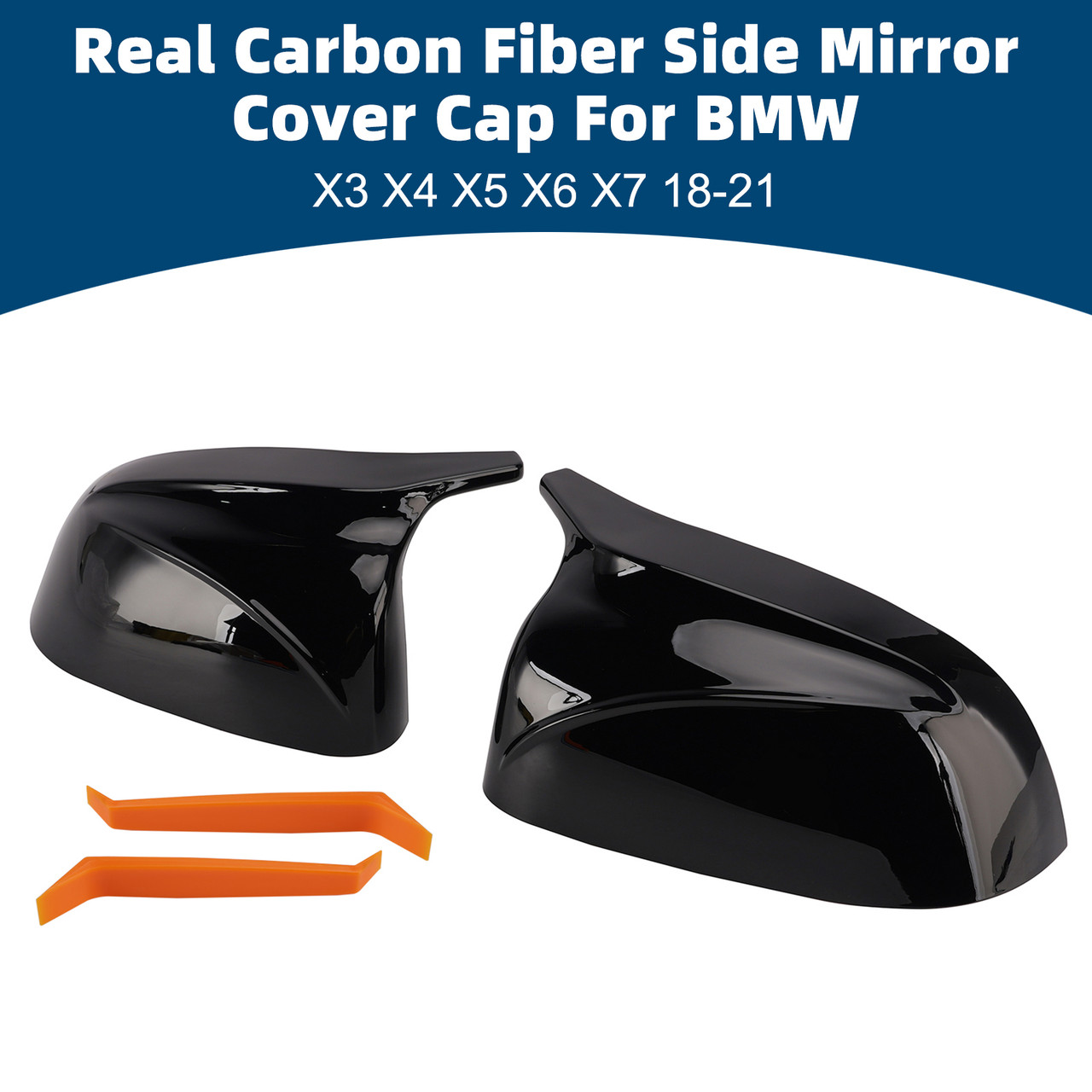Real Carbon Fiber Side Mirror Cover Cap For BMW X3 X4 X5 X6 X7 2018-2021