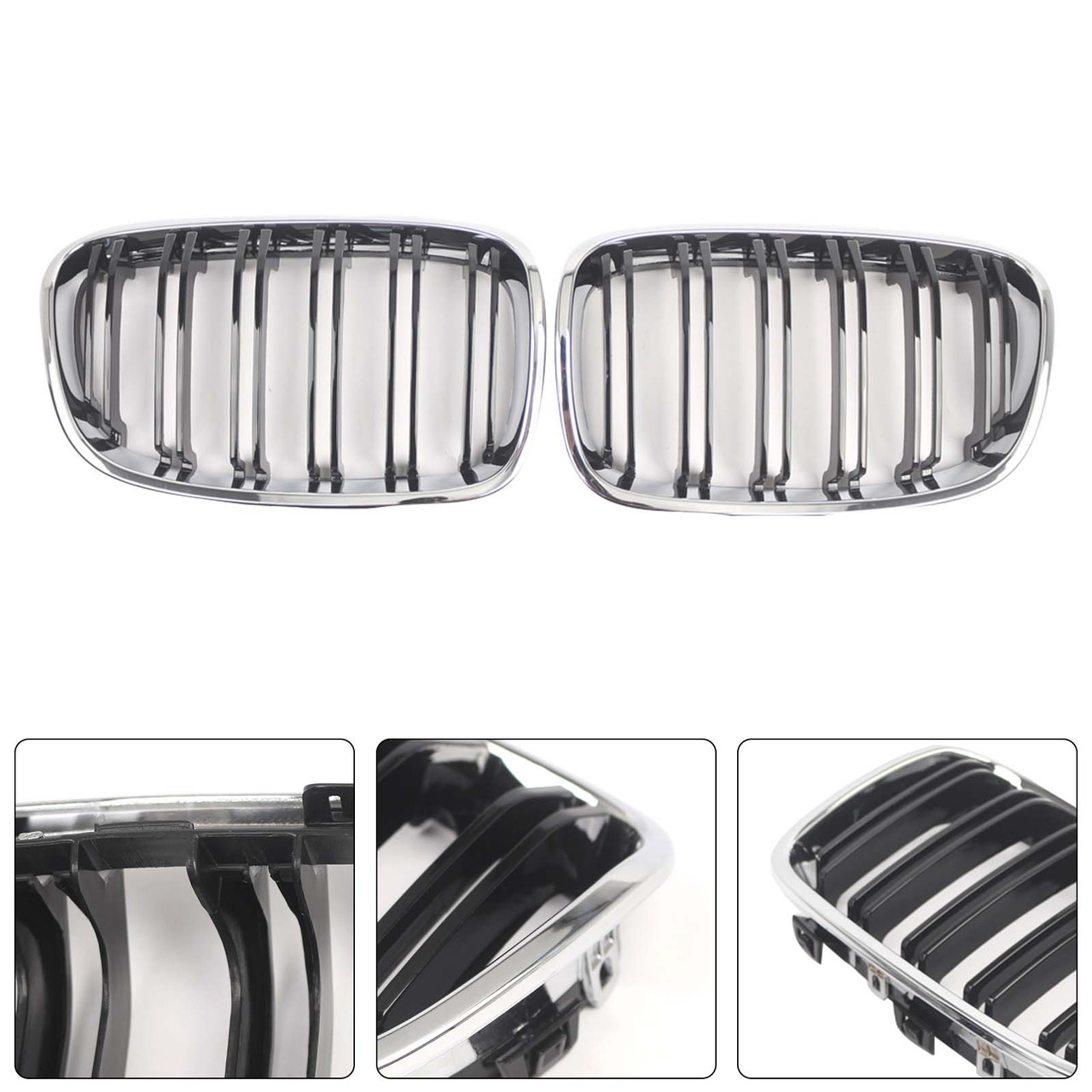 2PCS Front Bumper Kidney Grille Grill Fit BMW 1 Series F20 F21 2012-2014
