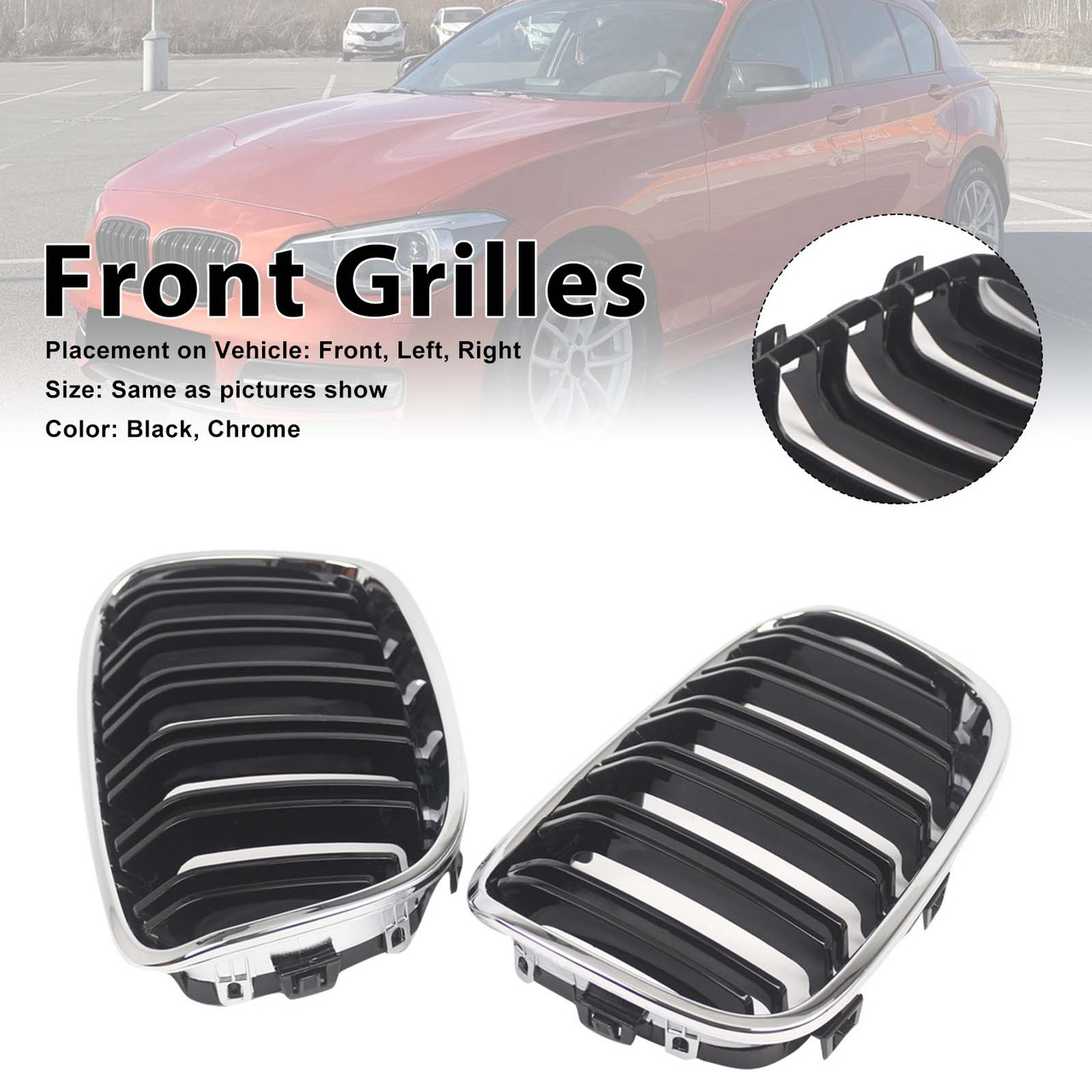2PCS Front Bumper Kidney Grille Grill Fit BMW 1 Series F20 F21 2012-2014