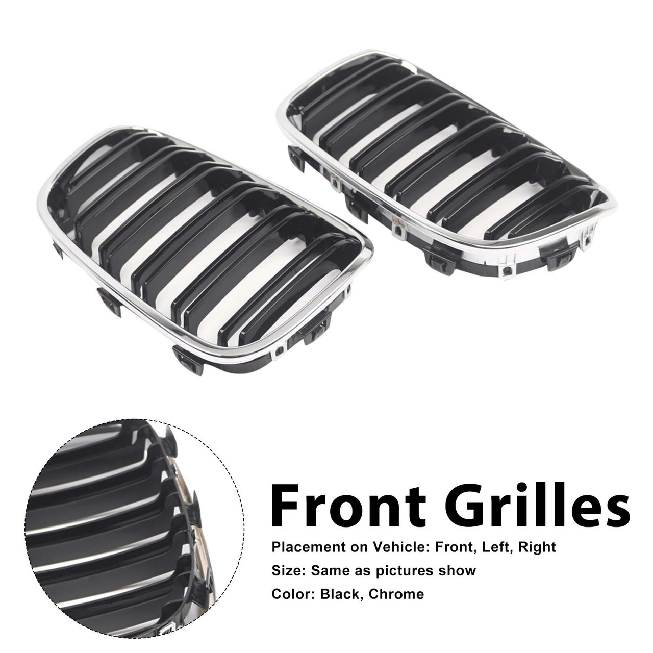 2PCS Front Bumper Kidney Grille Grill Fit BMW 1 Series F20 F21 2012-2014