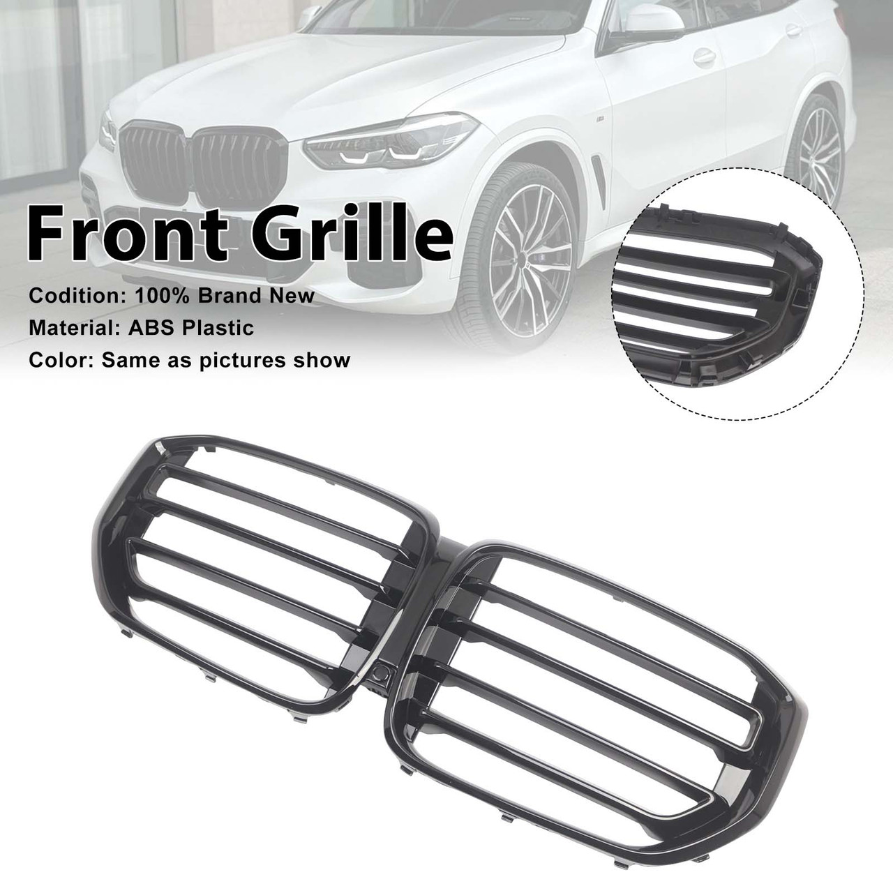 Sport Style Front Kidney Grille Grill Fit BMW X5 G05 2019-2022 Gloss Black