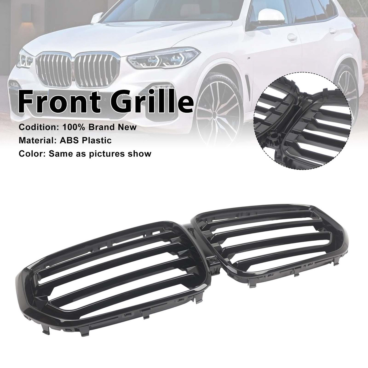 Sport Style Front Kidney Grille Grill Fit BMW X5 G05 2019-2022 Gloss Black