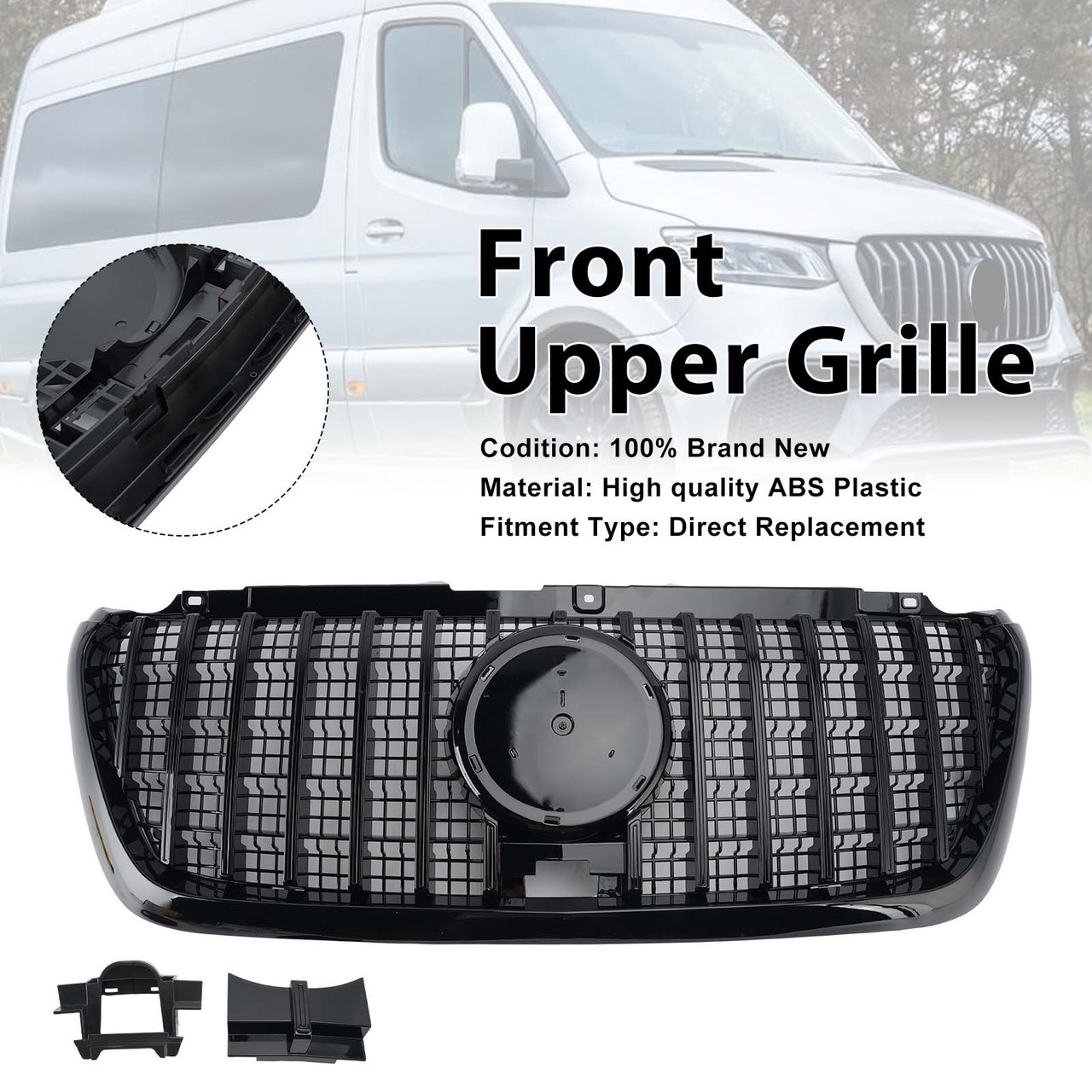 GT-Style Front Bumper Grill Grille Fit Mercedes Sprinter W907 W910 2018-2023