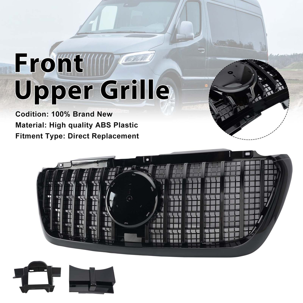 GT-Style Front Bumper Grill Grille Fit Mercedes Sprinter W907 W910 2018-2023