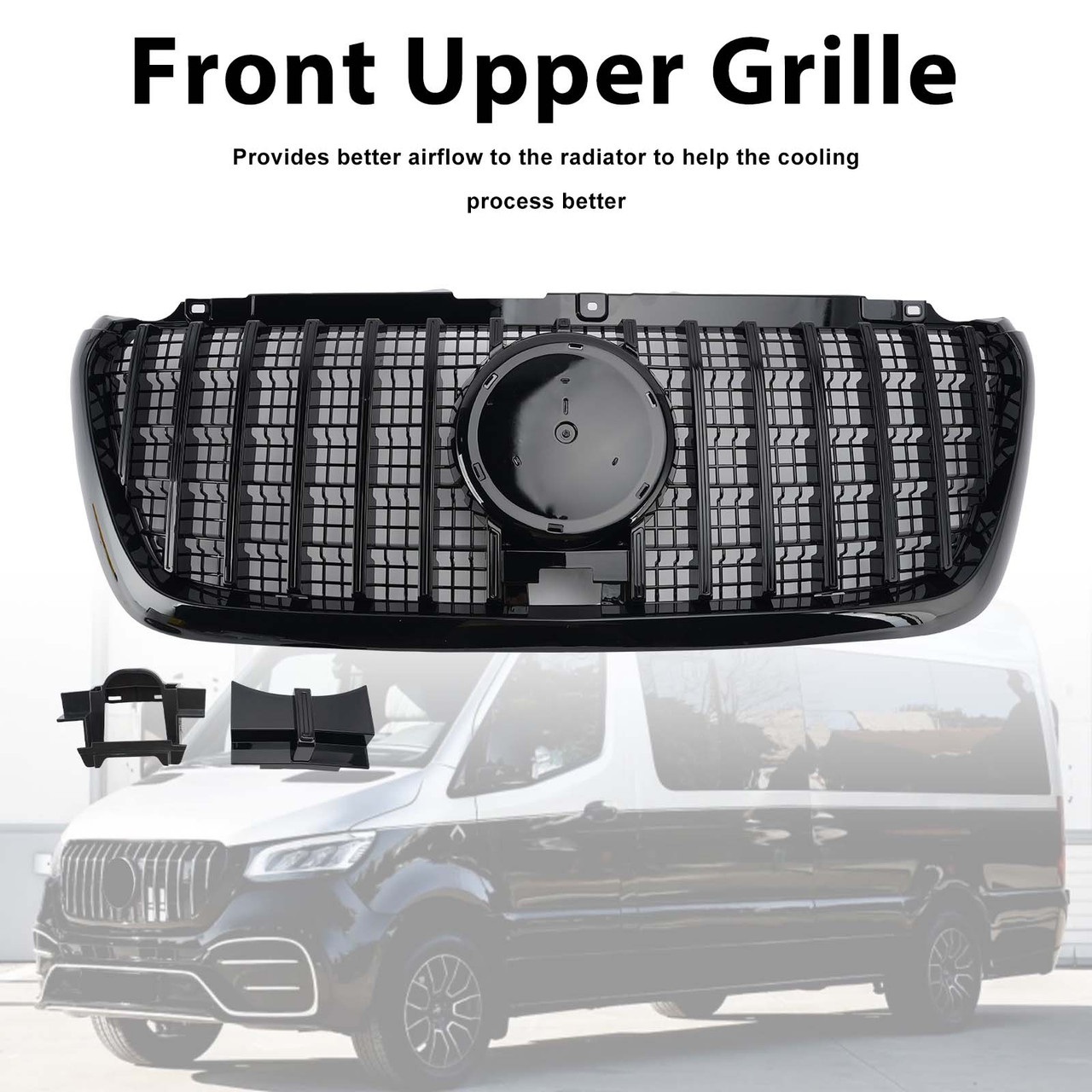 GT-Style Front Bumper Grill Grille Fit Mercedes Sprinter W907 W910 2018-2023