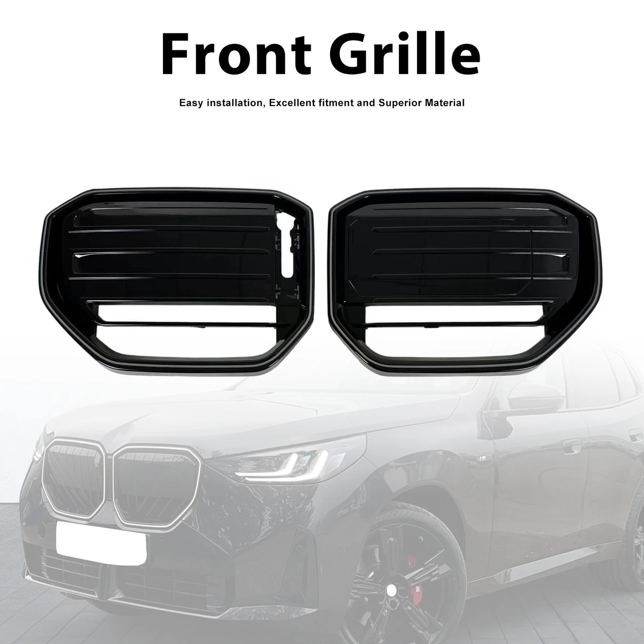 M50-Style Front Bumper Grill Grille Fit BMW X3 G45 2025+ Black W/LED Light