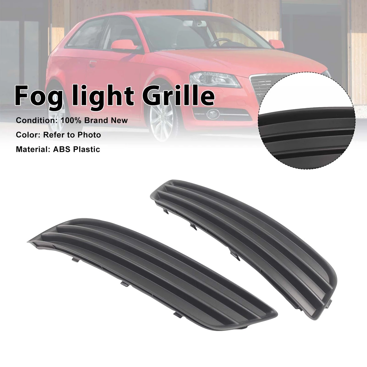2PCS Front Bumper Fog Light Lamp Cover Grill Grille Fit Audi A3 8P 2008-2012