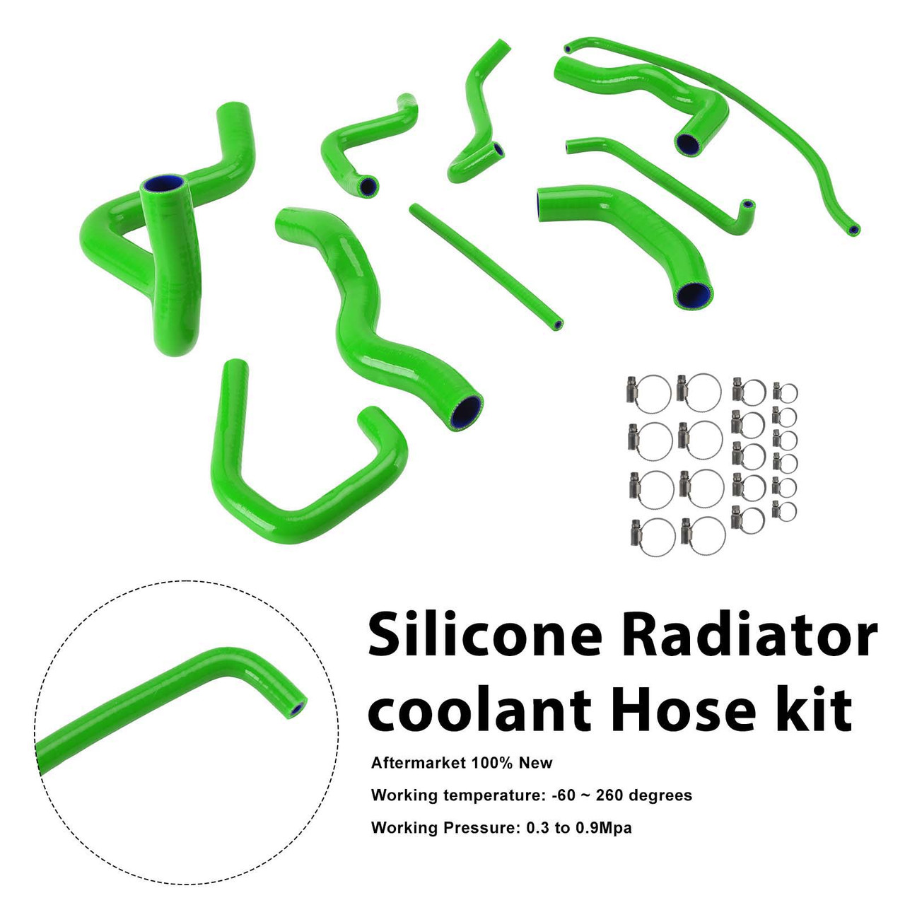 Silicone Radiator coolant Hose kit For Kawasaki Ninja 636 ZX-6R 09-26 Green