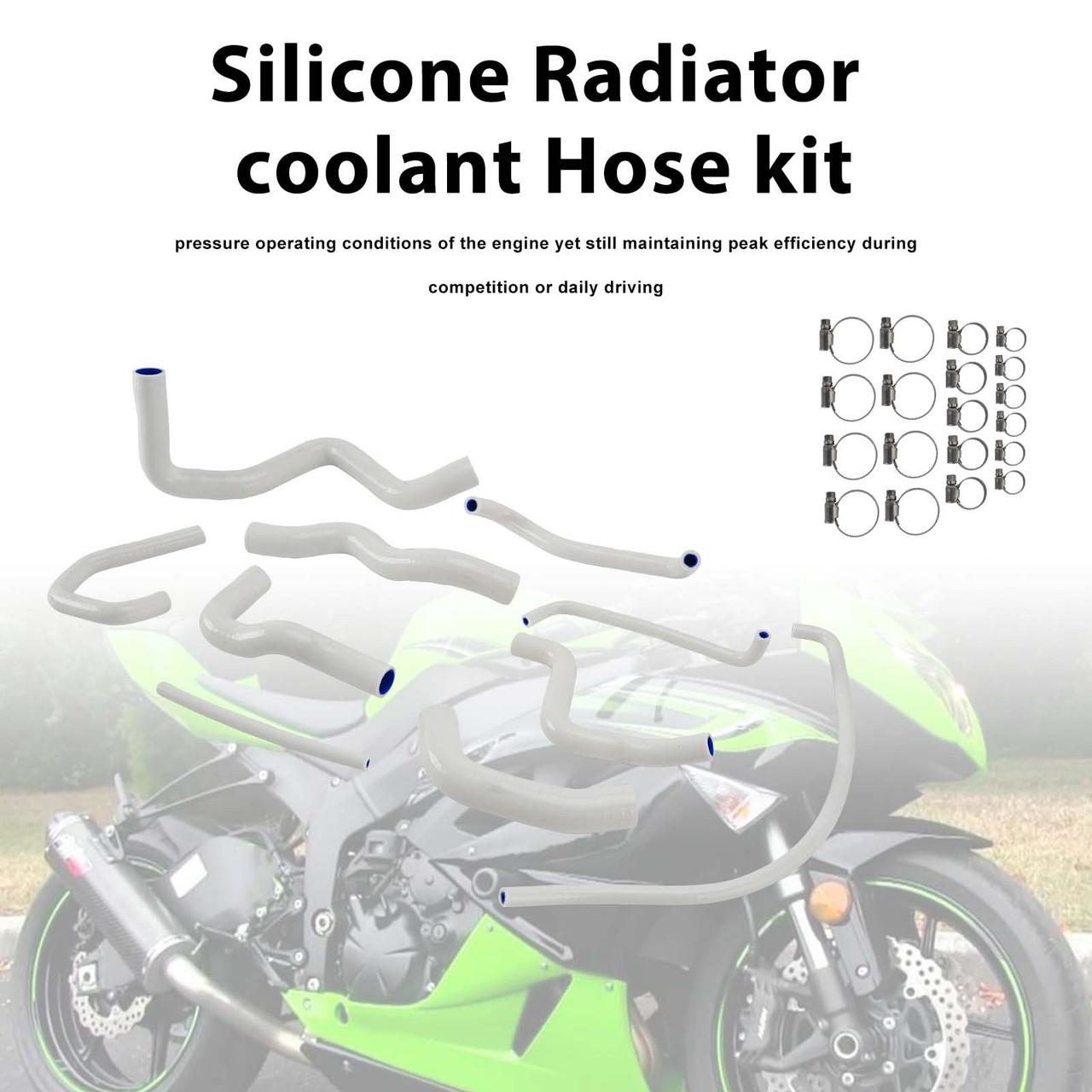 Silicone Radiator coolant Hose kit For Kawasaki Ninja 636 ZX-6R 09-26 White