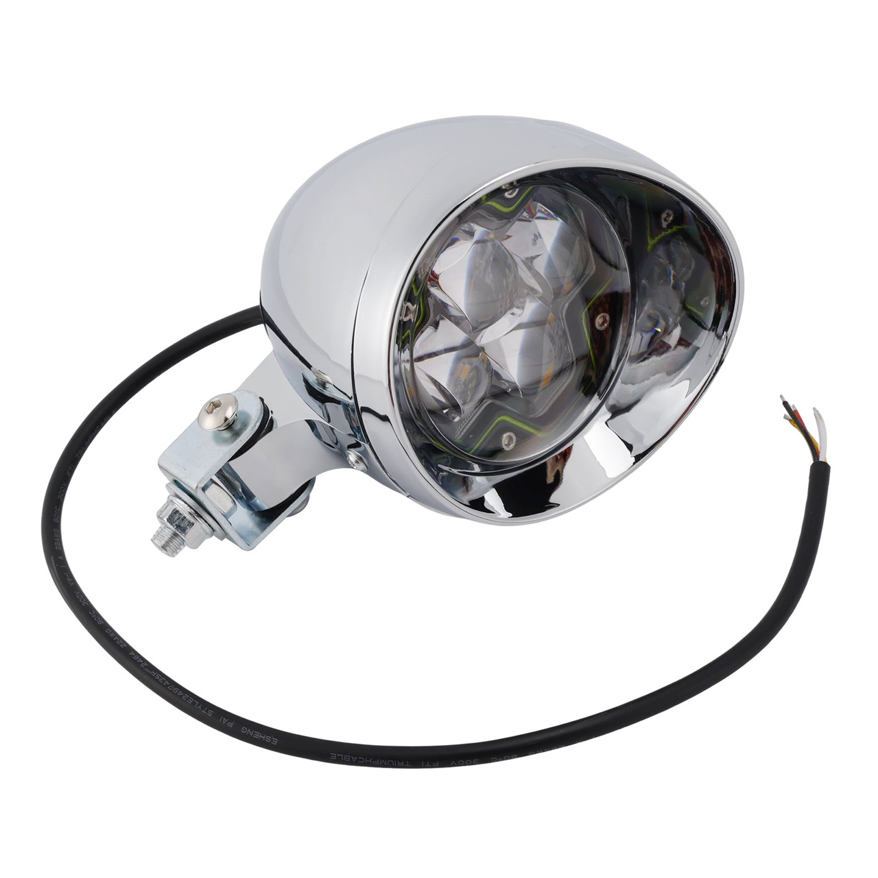 Motorcycle Beam Headlight Fog Lamp Custom Chrome Fits For Racer Bobber Chopper