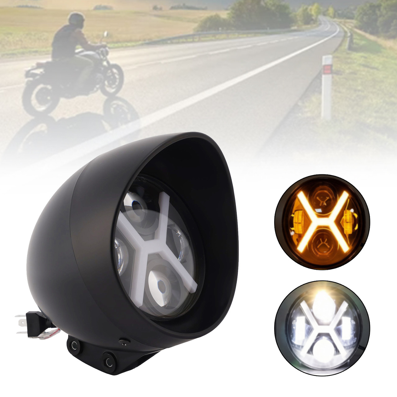 40W 5.75" Beam Headlight Fog Lamp Custom 4000Lm Black Fits For Racer Bobber