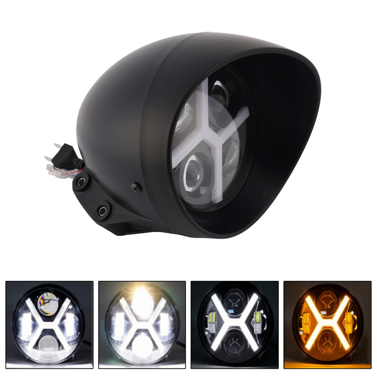 40W 5.75" Beam Headlight Fog Lamp Custom 4000Lm Black Fits For Racer Bobber