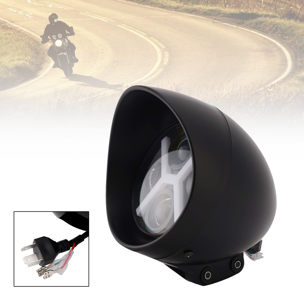 40W 5.75" Beam Headlight Fog Lamp Custom 4000Lm Black Fits For Racer Bobber